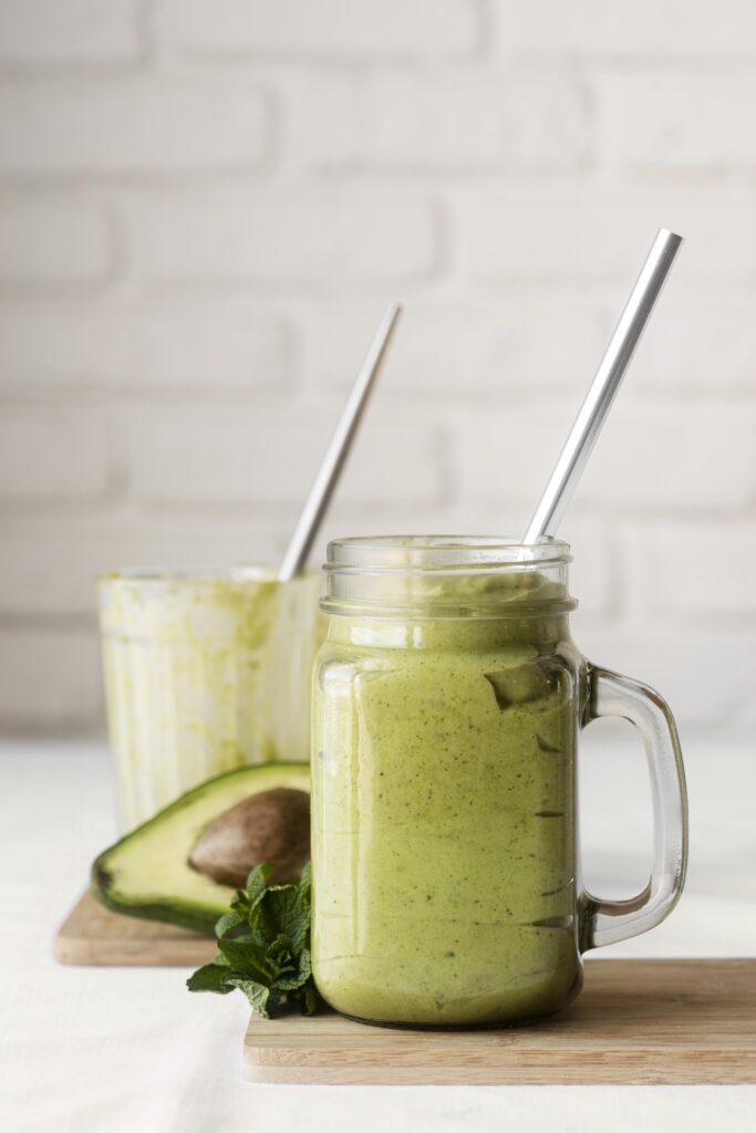 delicious green smoothie with avocado
